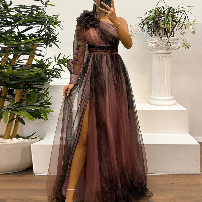 Sienna | Women's Trendy One Shoulder Print Maxi Dress