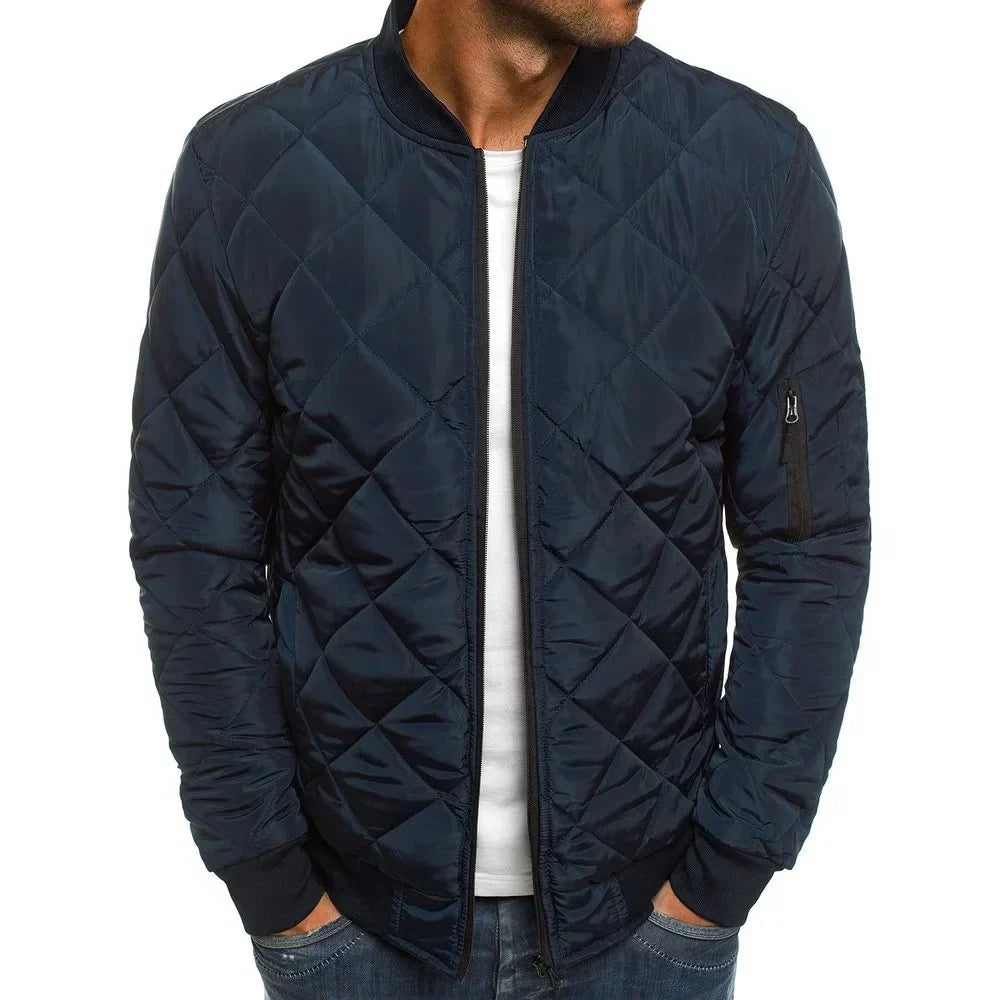 Dale | Men's Diamond Pattern Jacket with Round Neck and Long Sleeve