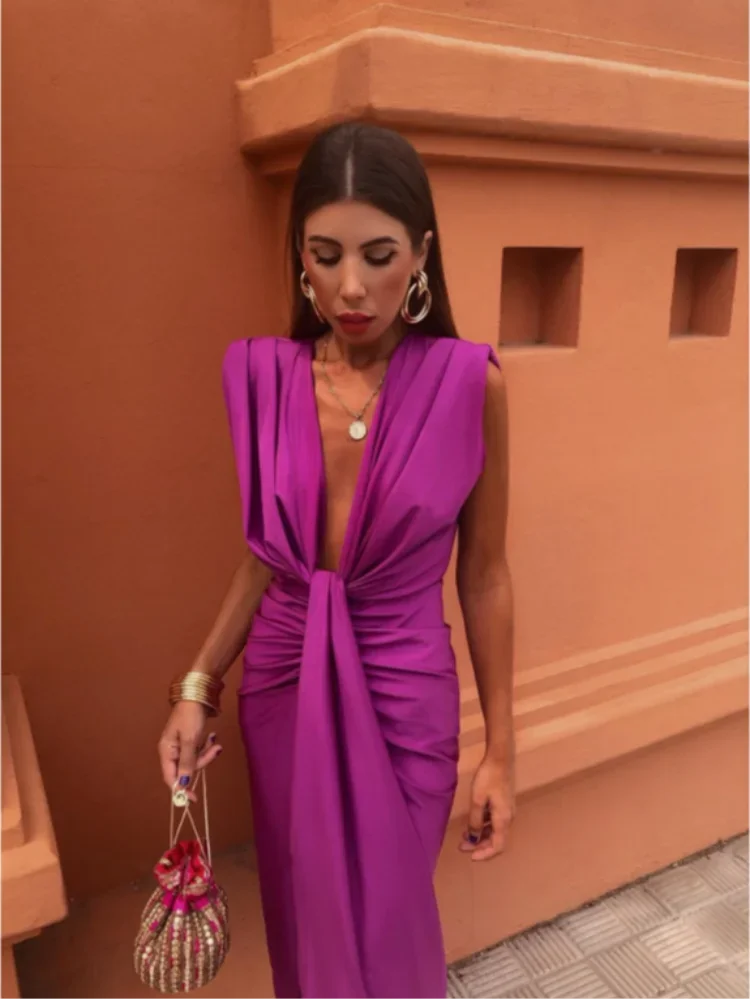 Isabelle | Women's Party Maxi Dress with Deep V-Neck