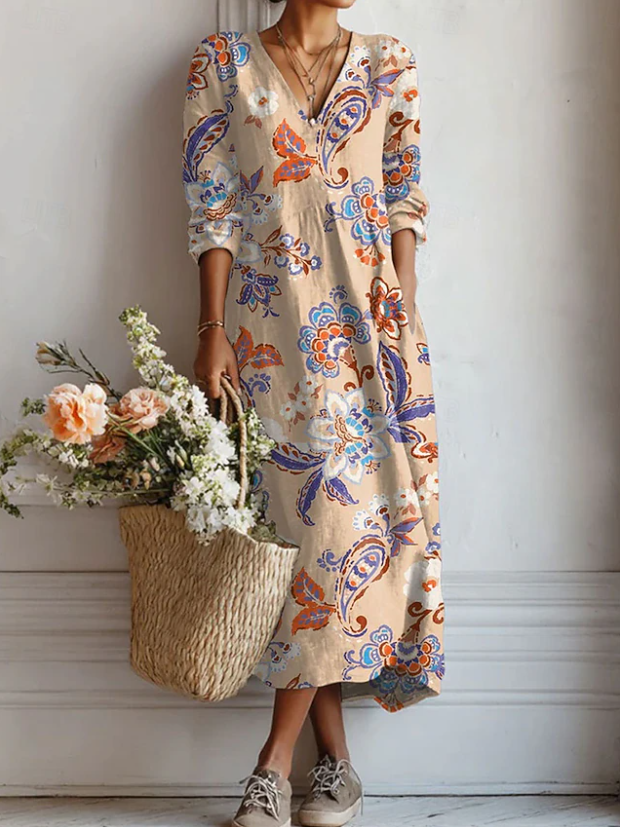 Reven | Women's Everyday Comfort Midi Dress with Pockets