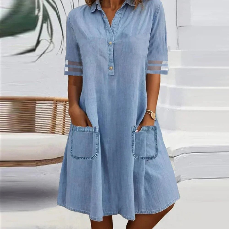 Jill | Women's Relaxed Denim Mini Dress with Side Pockets