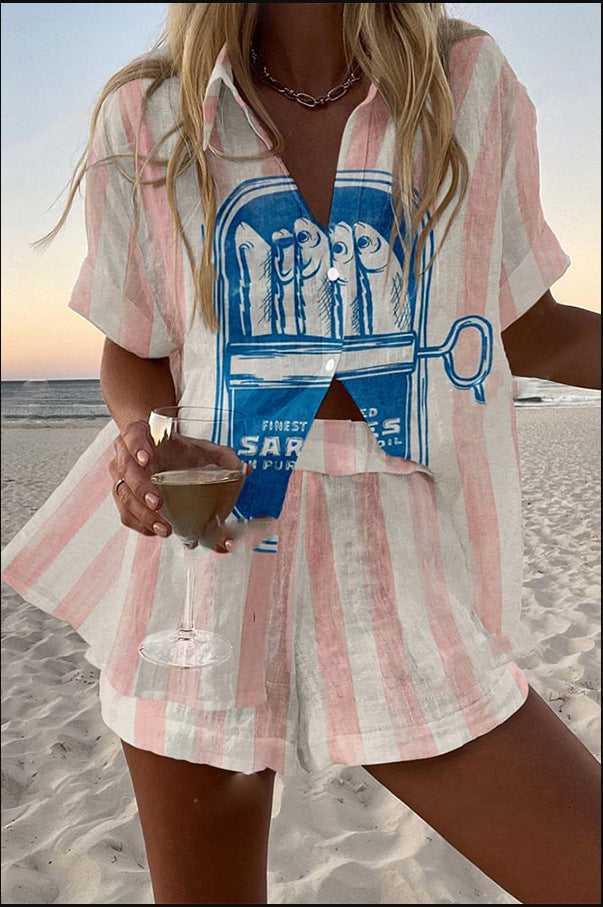 Silava | Women's Relaxed Short set with sardine print
