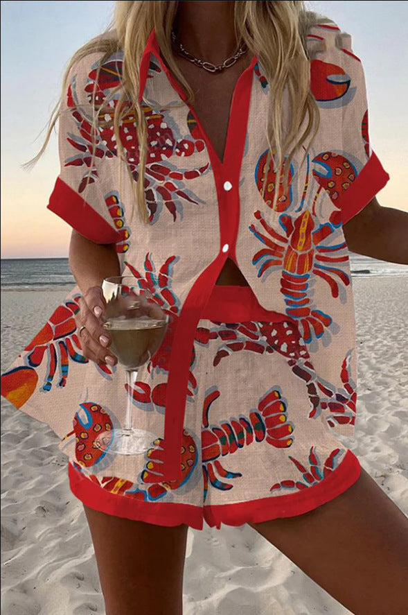 Daphira | Women's Short set with lobster print