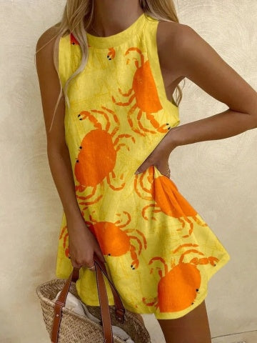 Orvienne | Women's Mini Dress with Crab Print