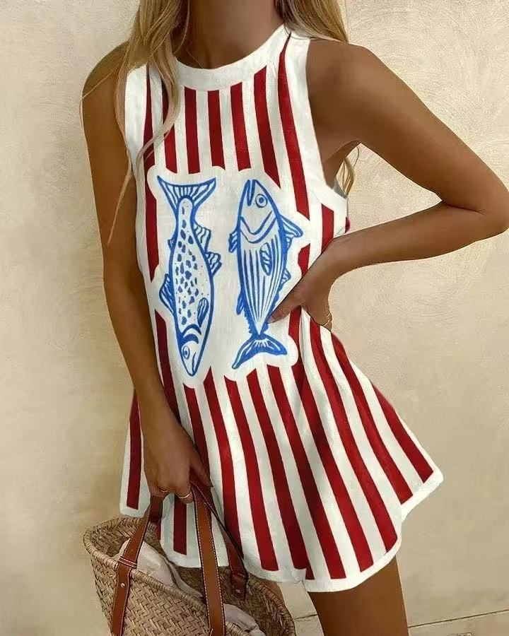 Delara | Women's Mini dress with fish print