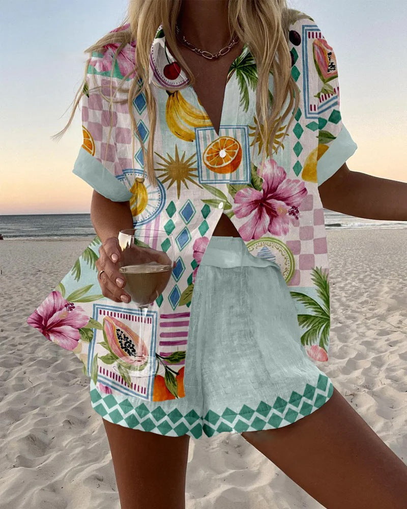 Maevin | Women's Relaxed Short Set with Fruit Print.