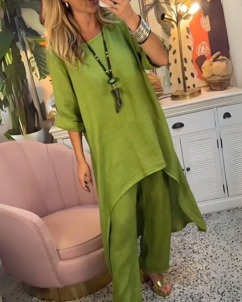 Marila | Women's Two Piece Set with Round Neck and Long Sleeve