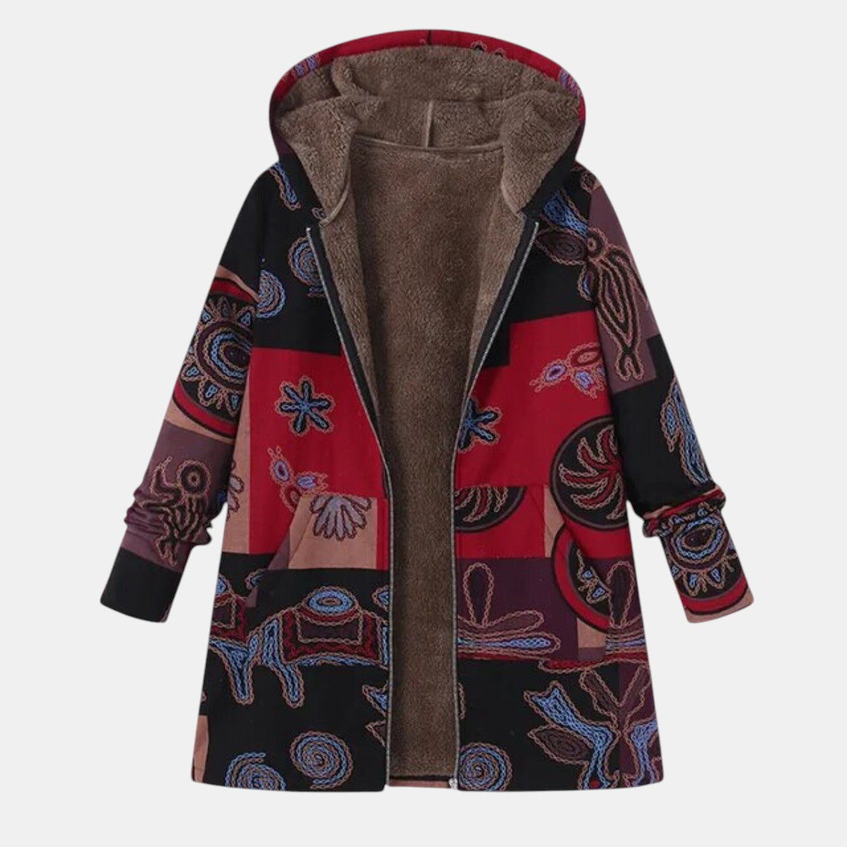 Marina | Women's Boho Abstract Patchwork Hoodie Coat
