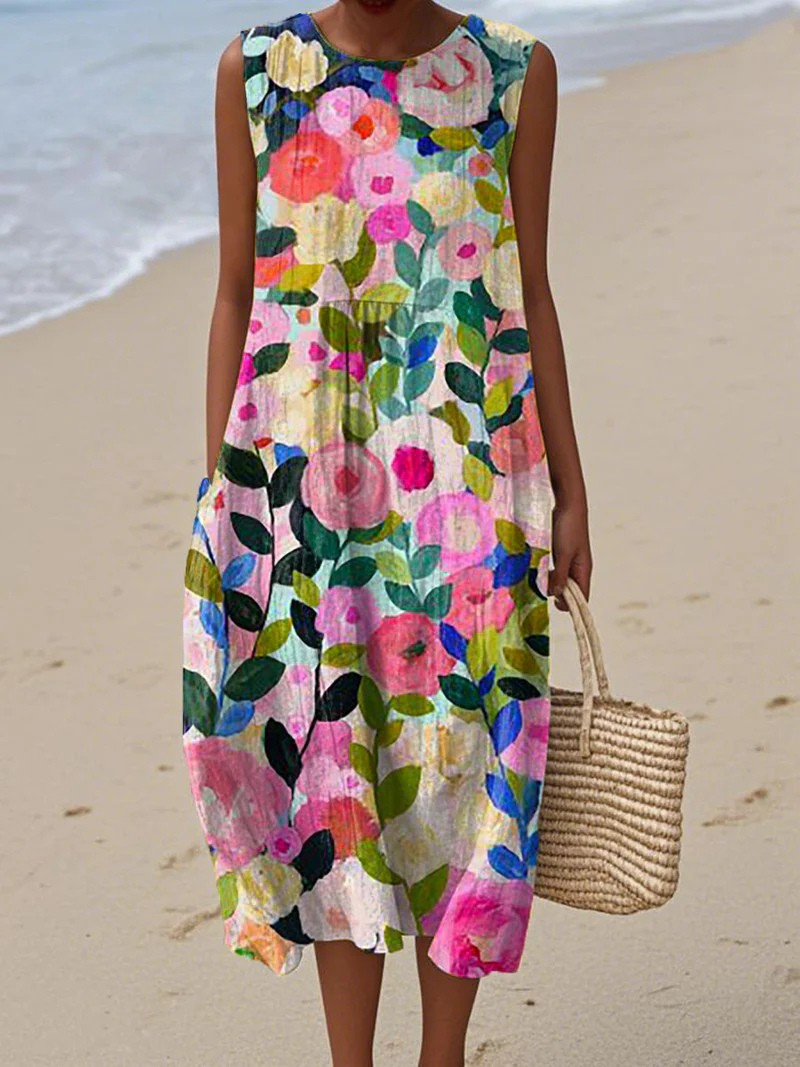 Women's Artistic Beach Midi Dress