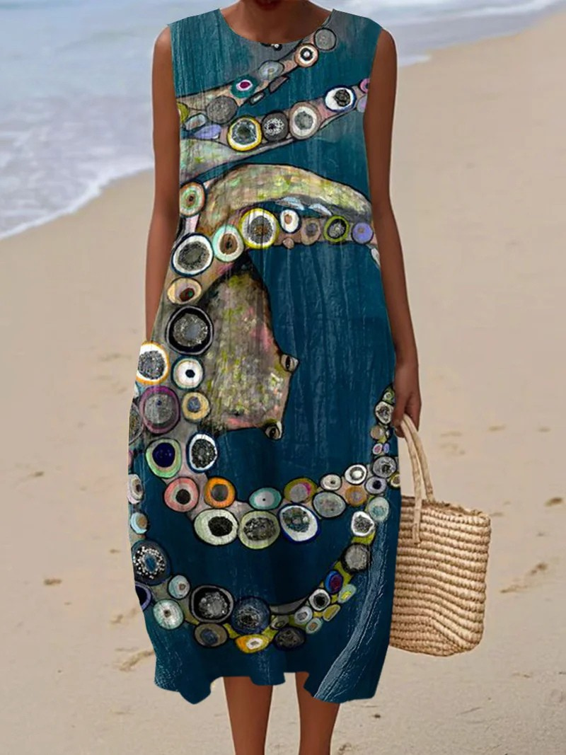 Women's Artistic Beach Midi Dress