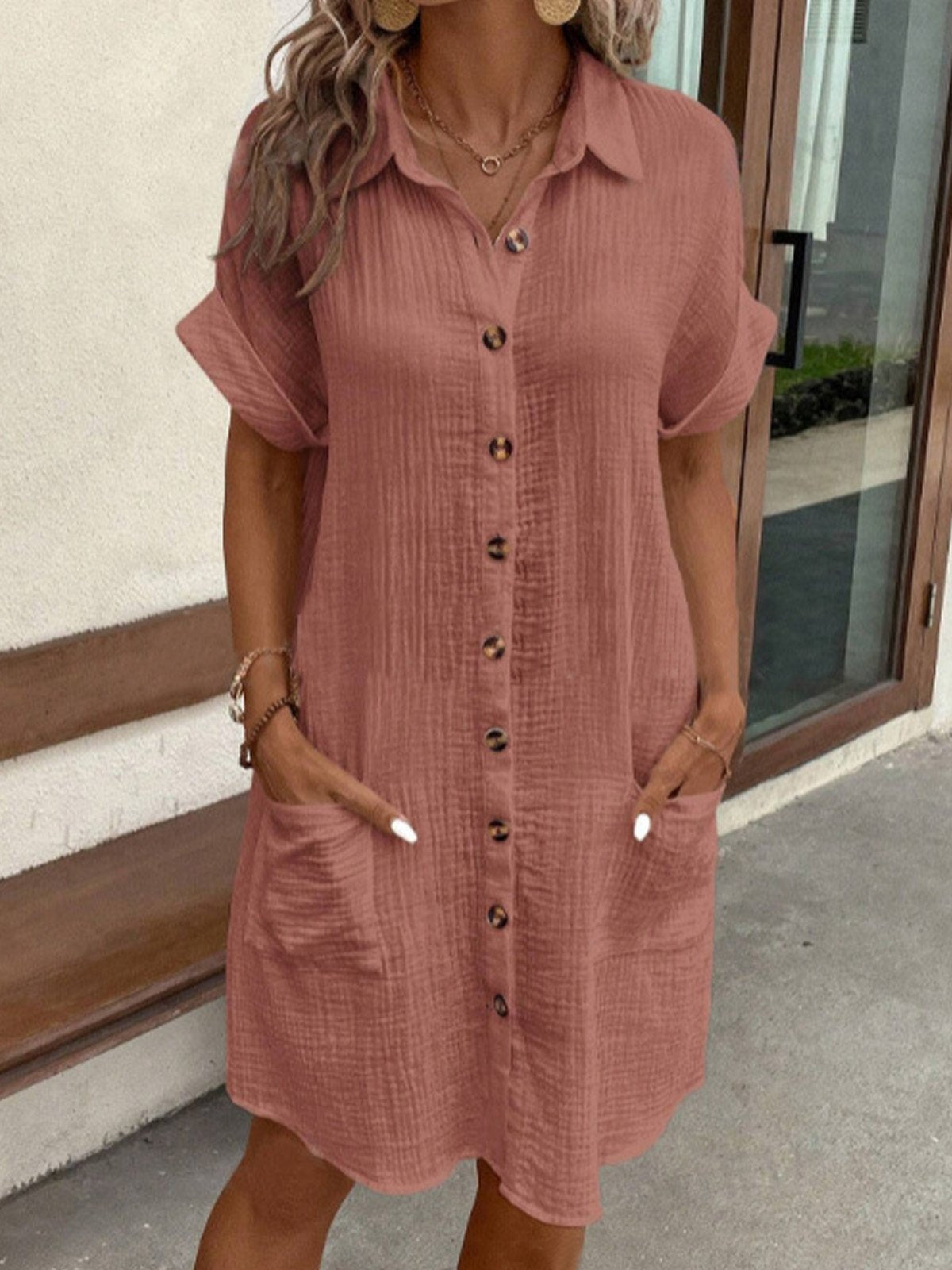 Women's Relaxed Celest Elegant Polo Midi Dress (Almost Sold Out) with Pockets