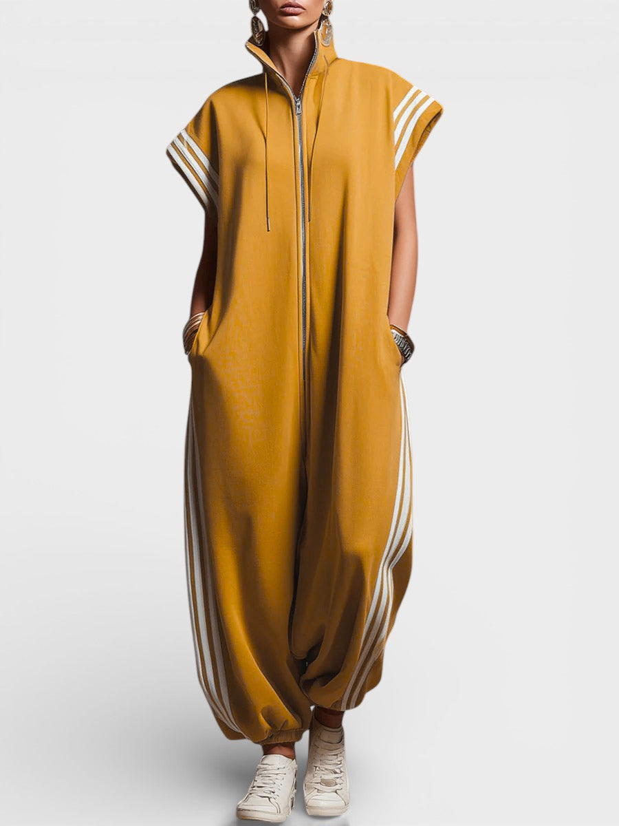 Valentina | Women's Zippered Neck Jumpsuit with Pockets