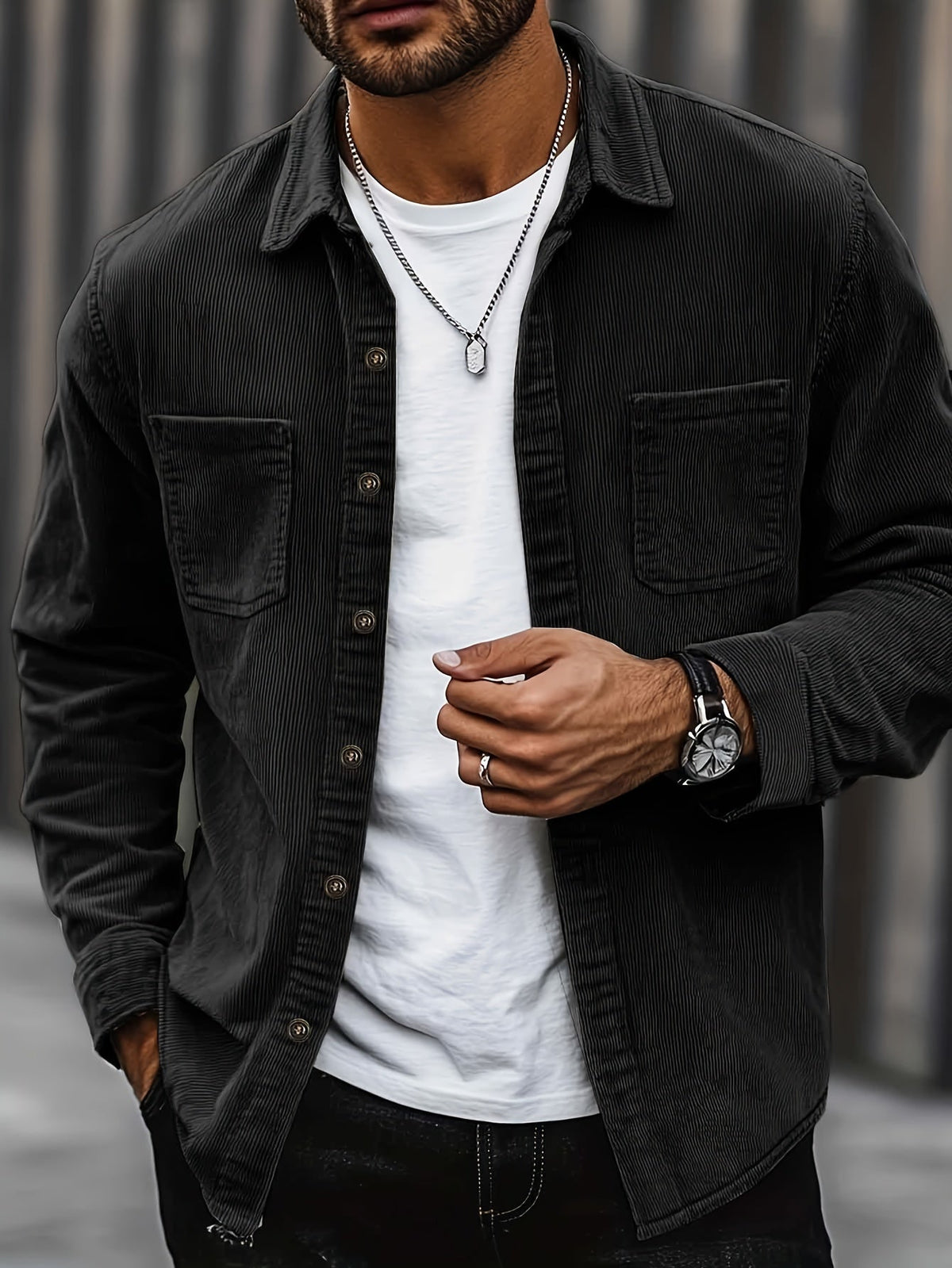 Johan Men's Shirt Jacket with Pockets and Long Sleeve