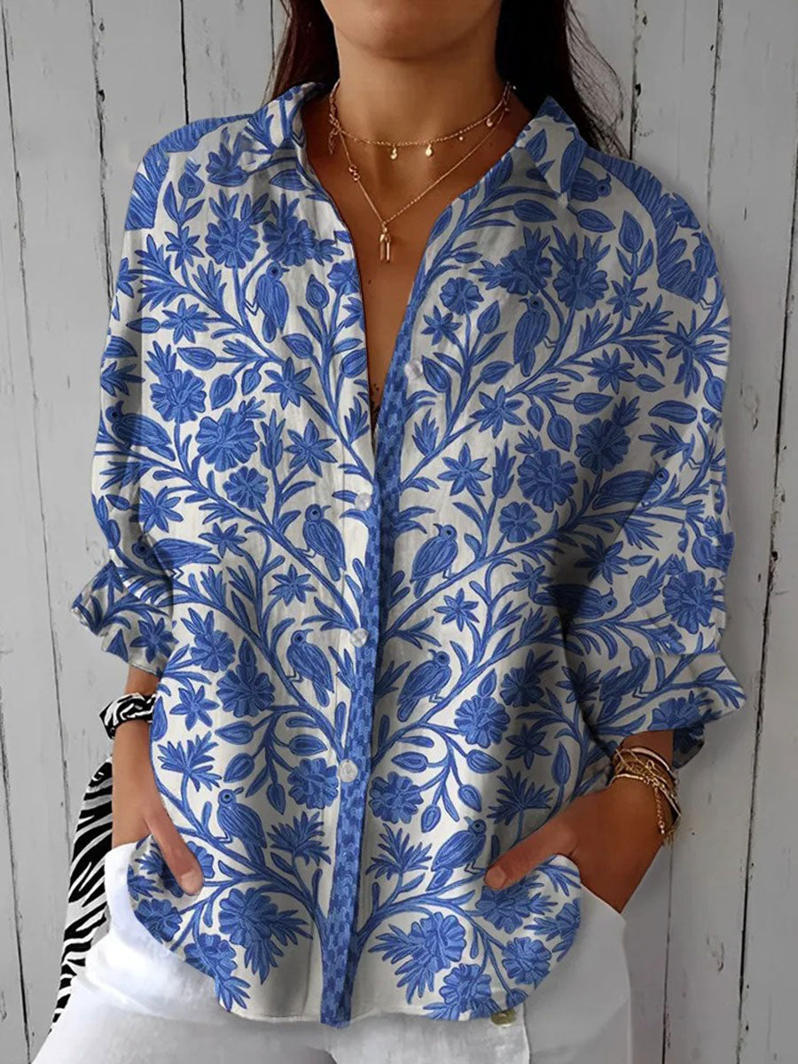 Frederikke | Women's Blue Garden Blouse