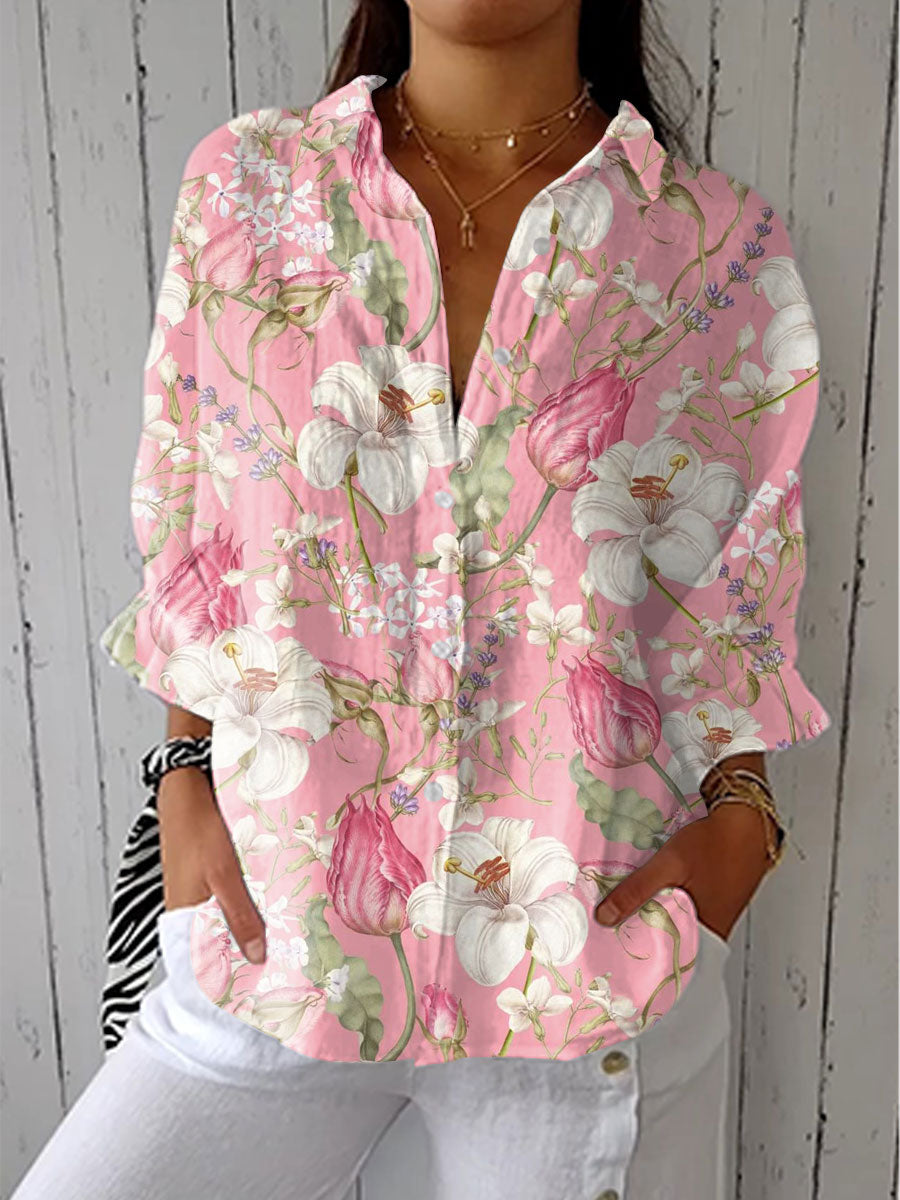 Frances | Women's Elegant Floral Blouse with V-Neck