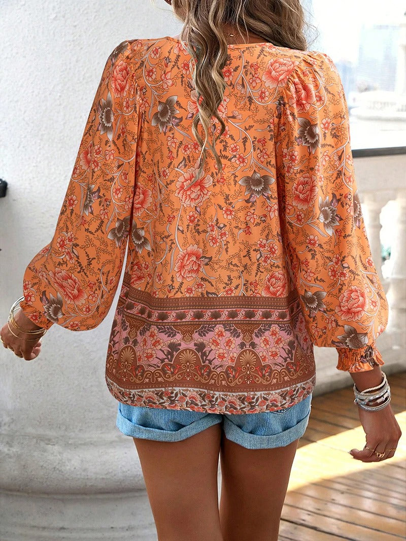 Beverly | Women's Summer Floral Top with Drawstring