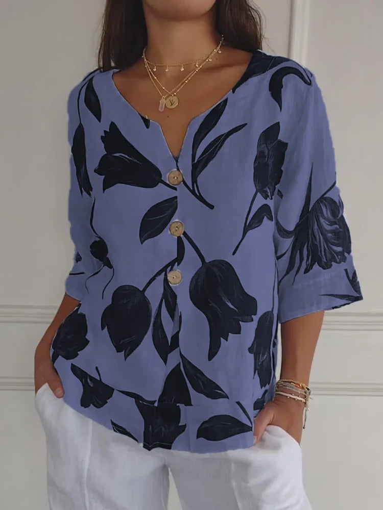 Sanne | Women's Floral Button-Up Blouse