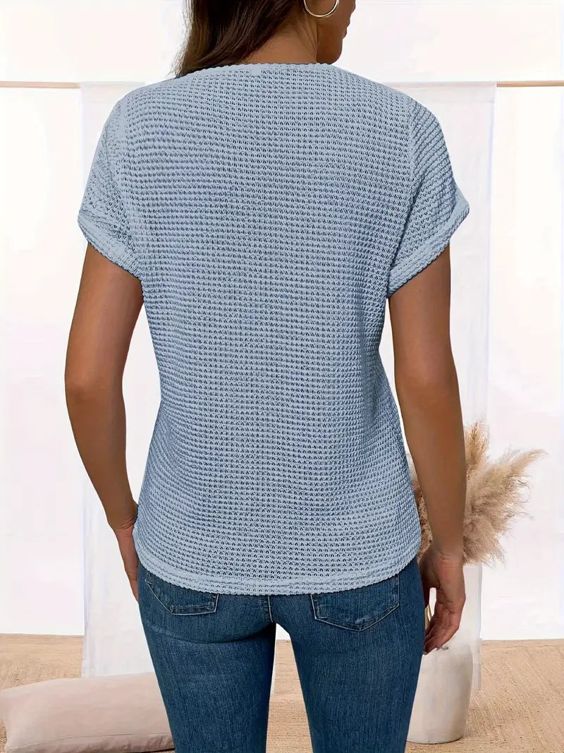 Megan | Women's Stylish Round Neckline Shirt with Ruffle Detail