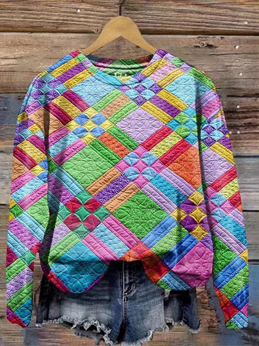Marion | Relaxed Colourful Geometric Print Crew Neck Sweatshirt