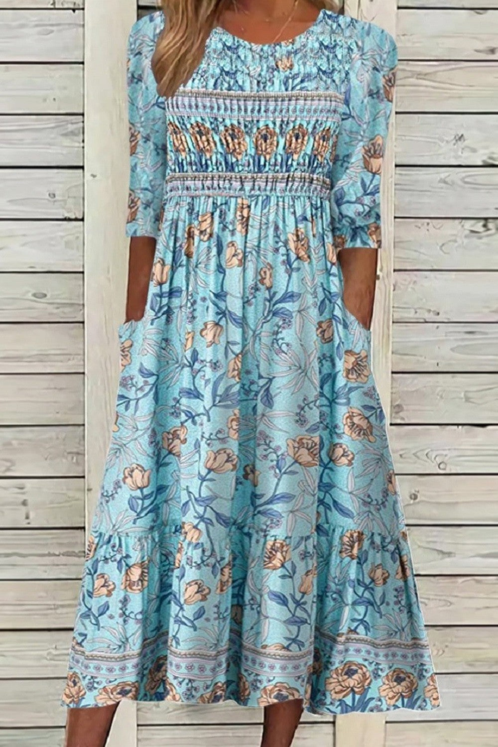 Darcie | Women's Elegant Tummy Covering Floral Midi Dress
