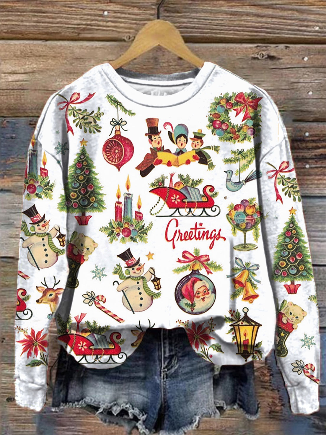 Blair | Women’s Christmas Retro Round Neck Long Sleeve Top