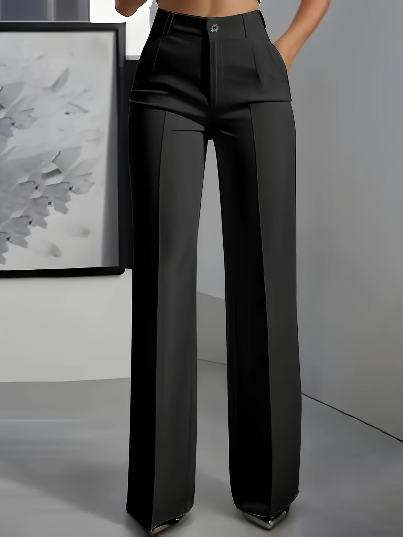 High-Waisted Women's Trousers with Stretchy Waistband