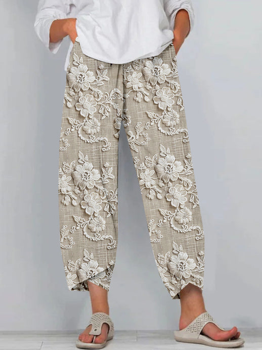 Seraya | Women's Floral Relaxed Printed Trousers with Pockets