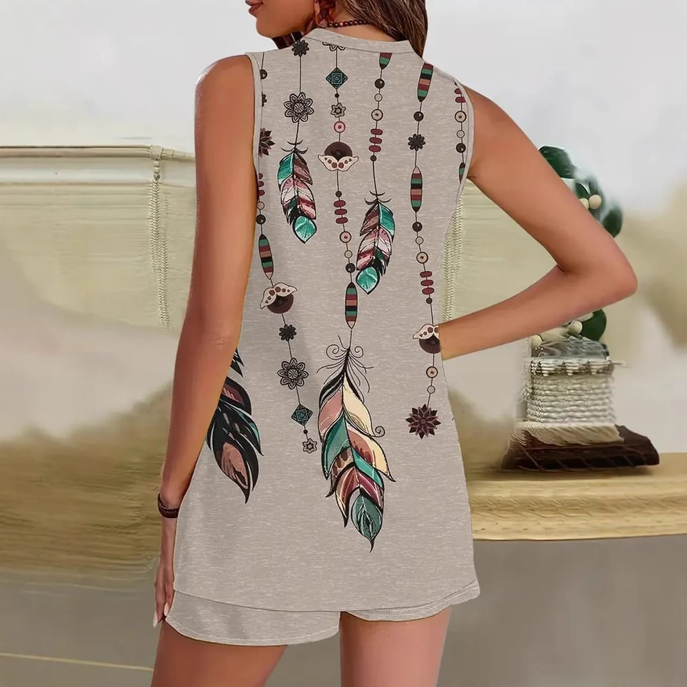 Vilma | Women's Boho Feather Lounge Set