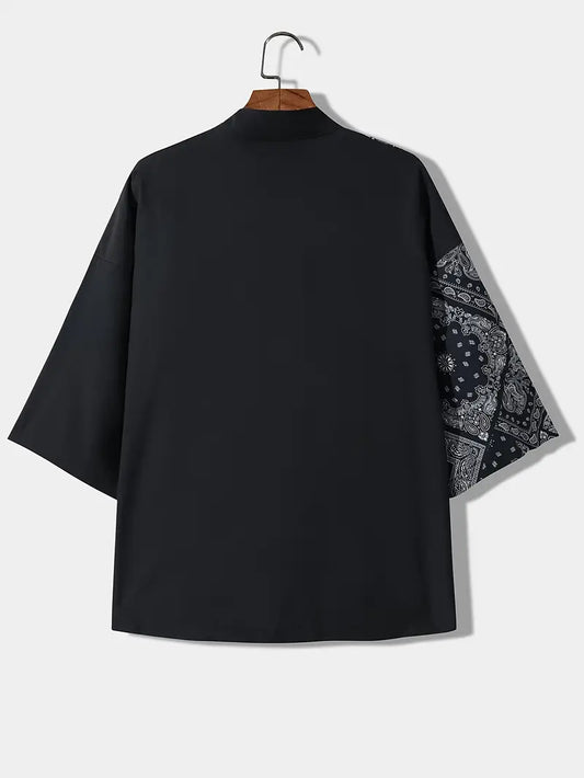 Aki | Men’s Lightweight Kimono Cardigan with Asymmetric Neck and 3/4 Sleeve
