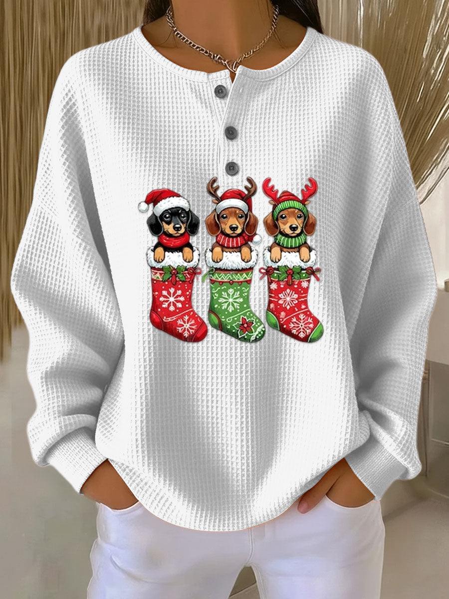 Grethe | Women's Vintage Christmas Jumper with Dog Motif