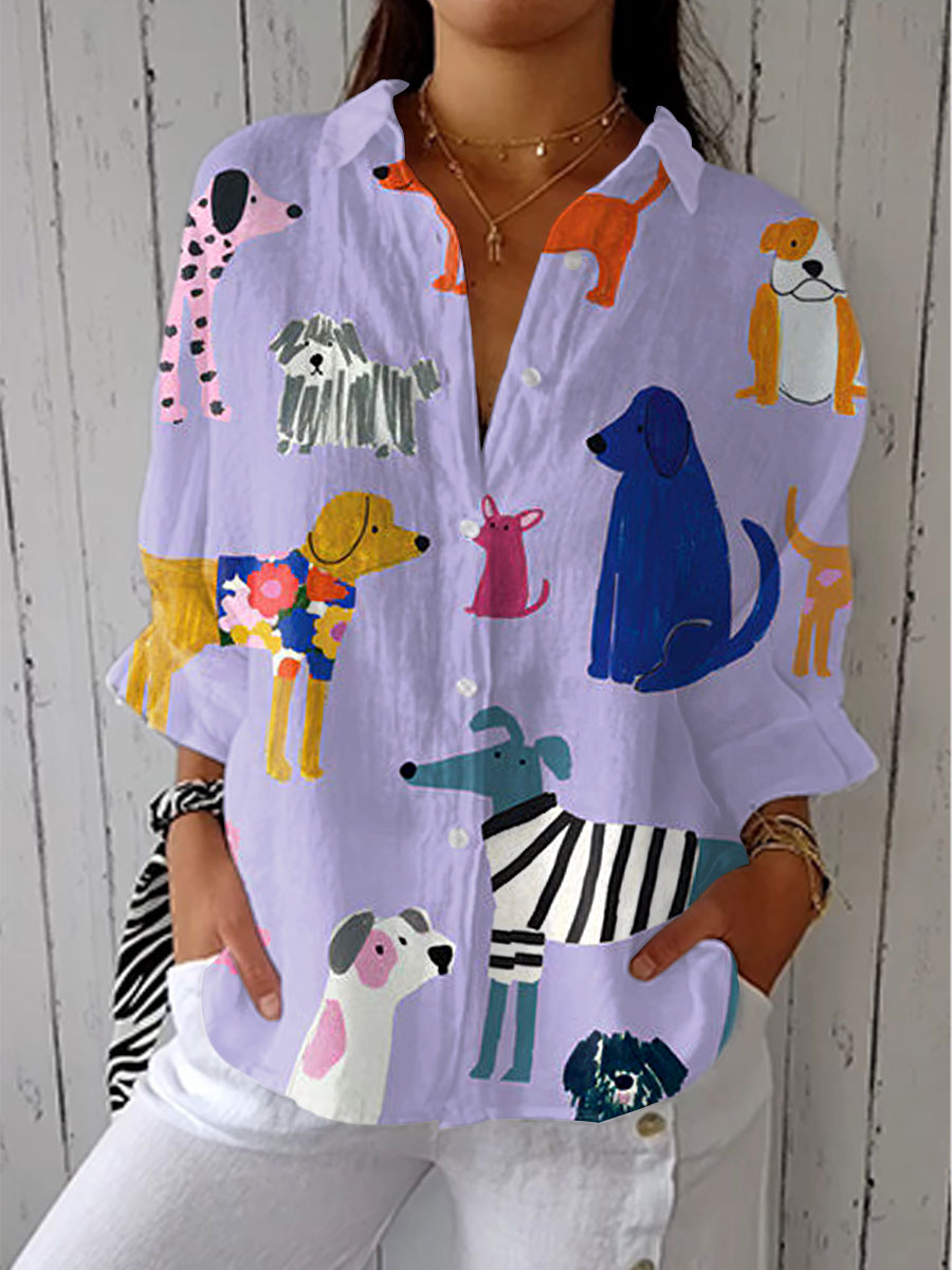Florence | Women's Playful Dogs Blouse