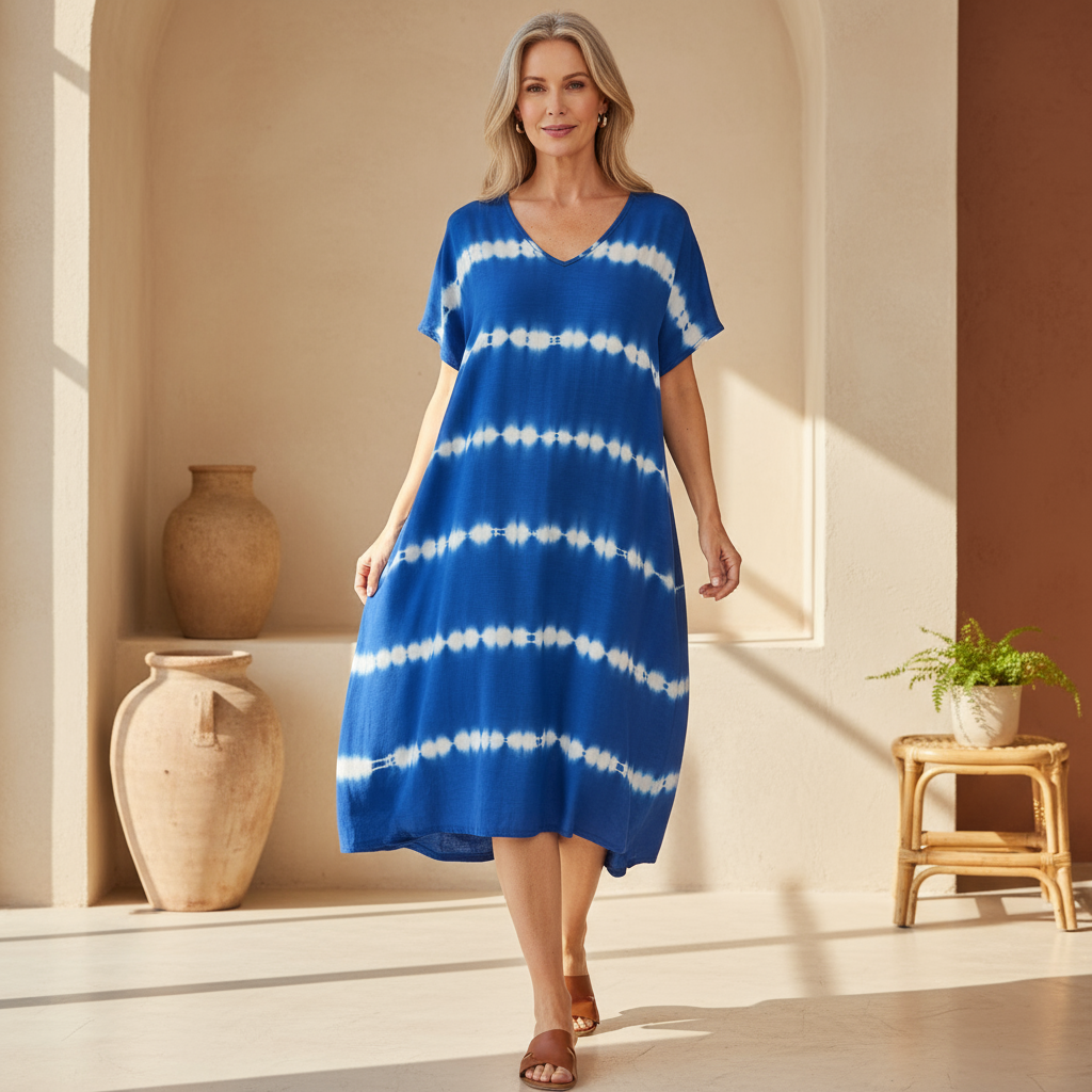 Wilma | Women's Effortless Tie-Dye Midi Dress