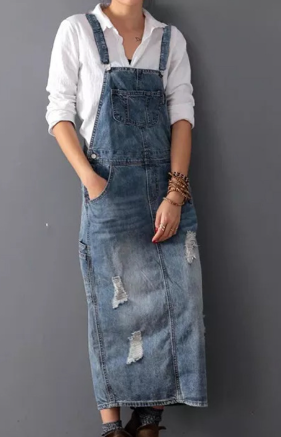 Demi | Women's Casual Denim Overall Dress with Pockets
