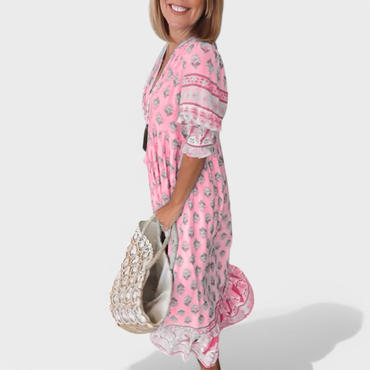 Marlena | Women's Midi Dress with V-Neck and A-Line Silhouette