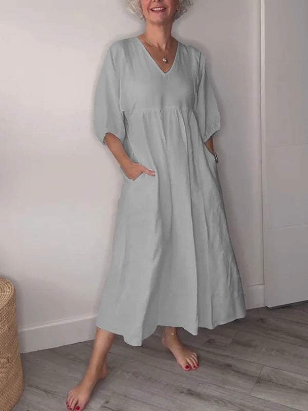 Hestia | Women's Classic Comfort Midi Dress with Pockets