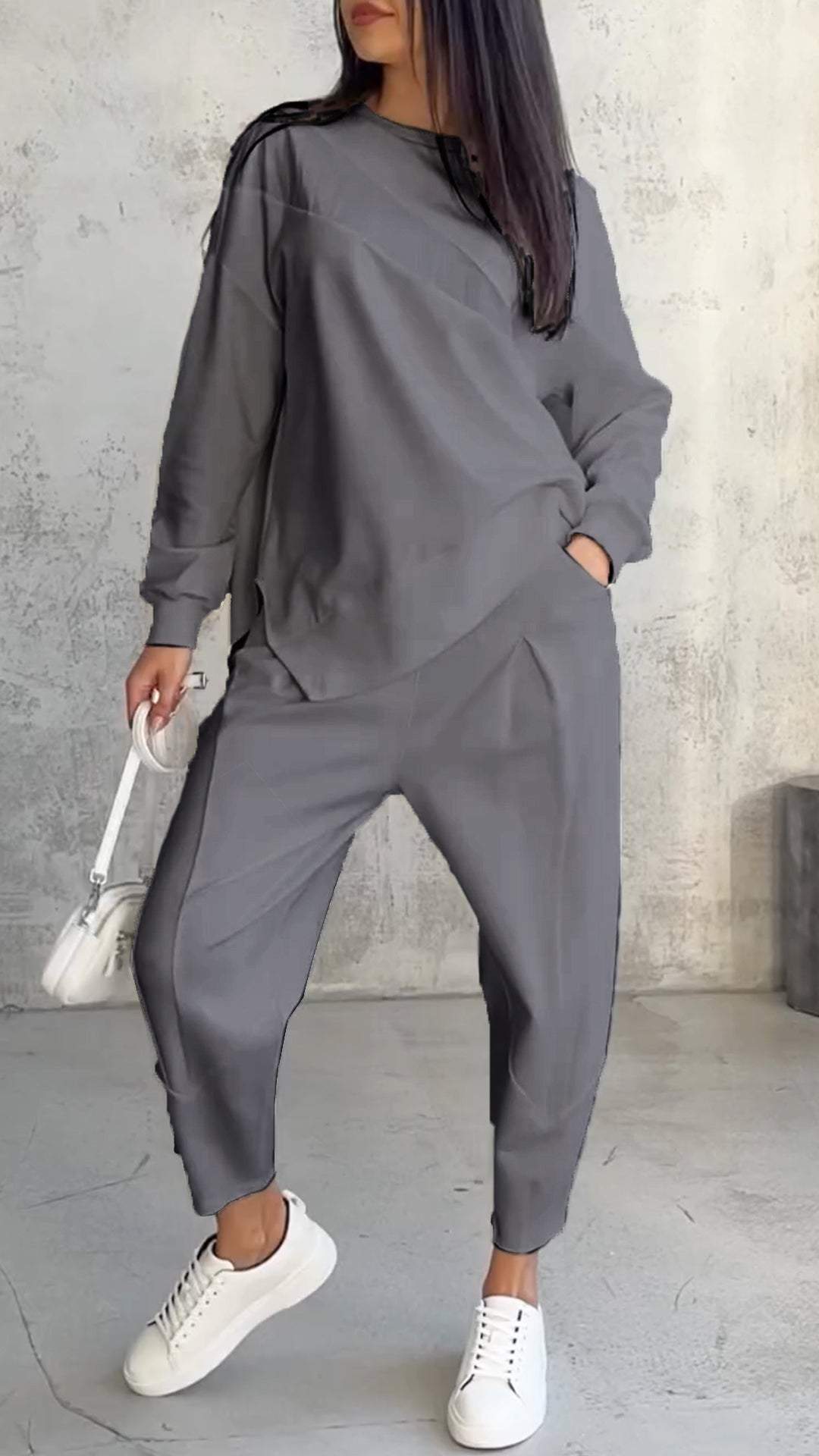 Babette | Women's Two-Piece Set with Round Neck and Long Sleeves