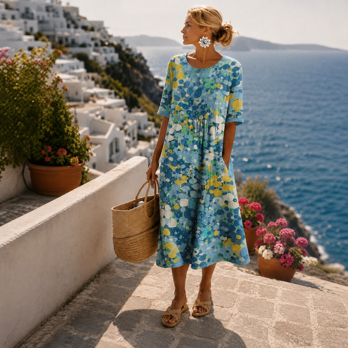Elena | Women's Breezy Floral Midi Dress