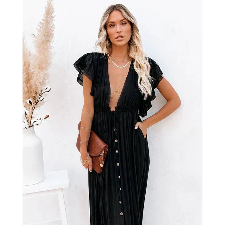 Women's Feline Maxi Black Ibiza Dress