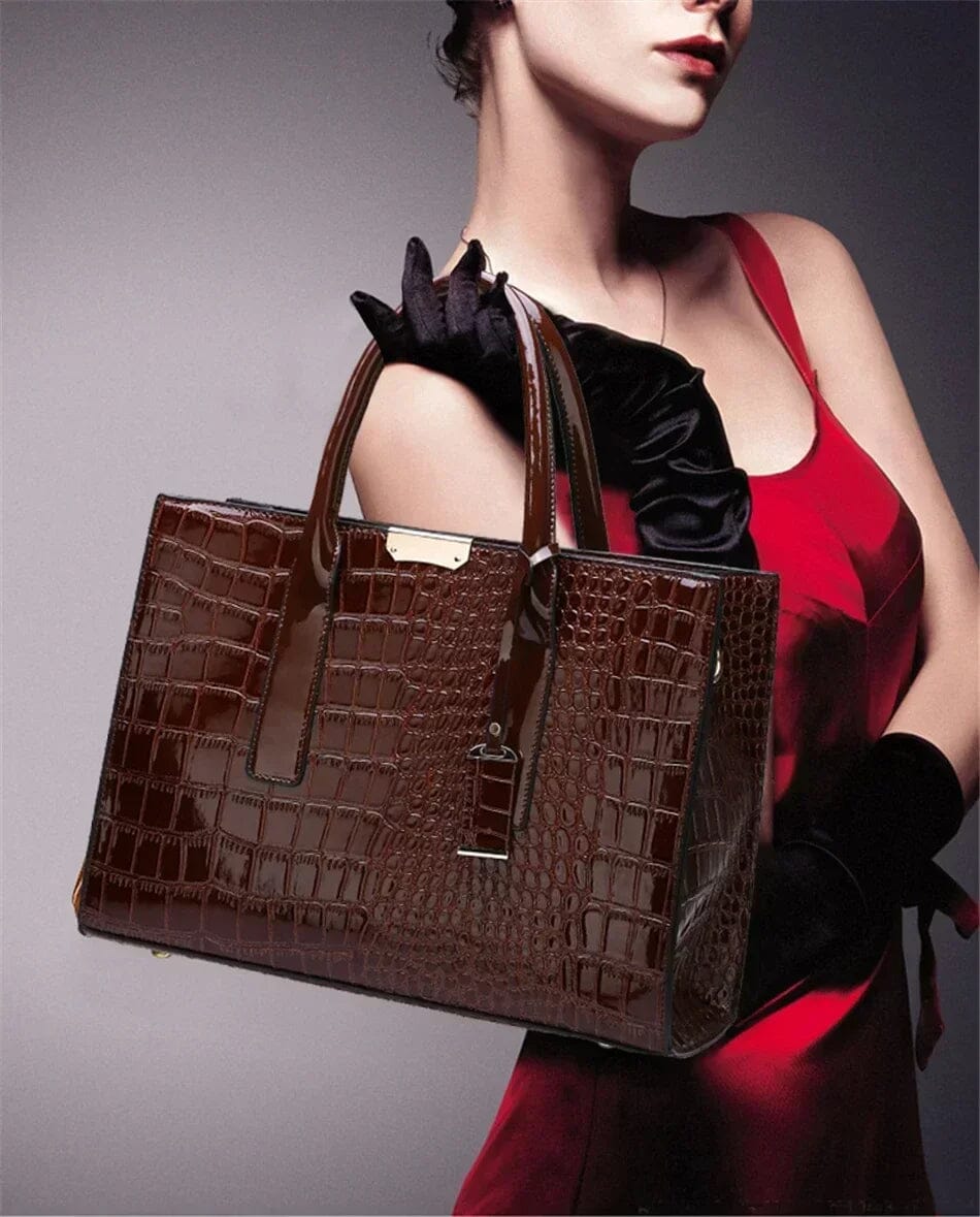 New York Crocodile-Print Handbag
