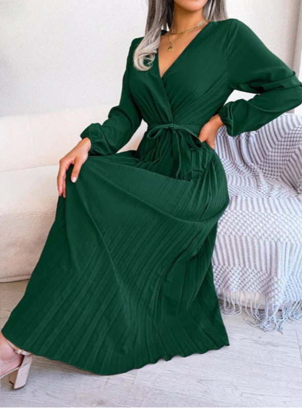 Naomi | Women's Pleated Midi Dress Festive