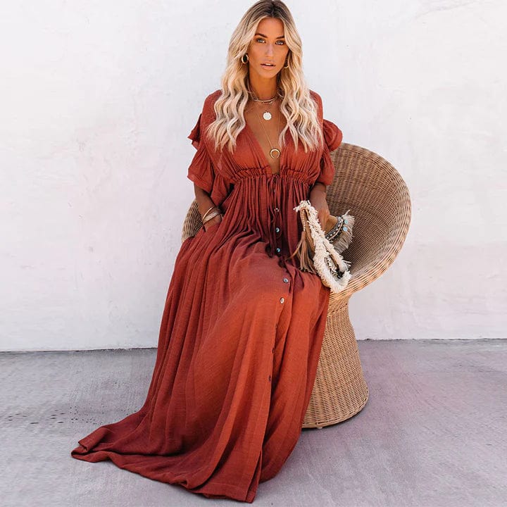 Julie | Women's Red Long Beach Maxi Dress