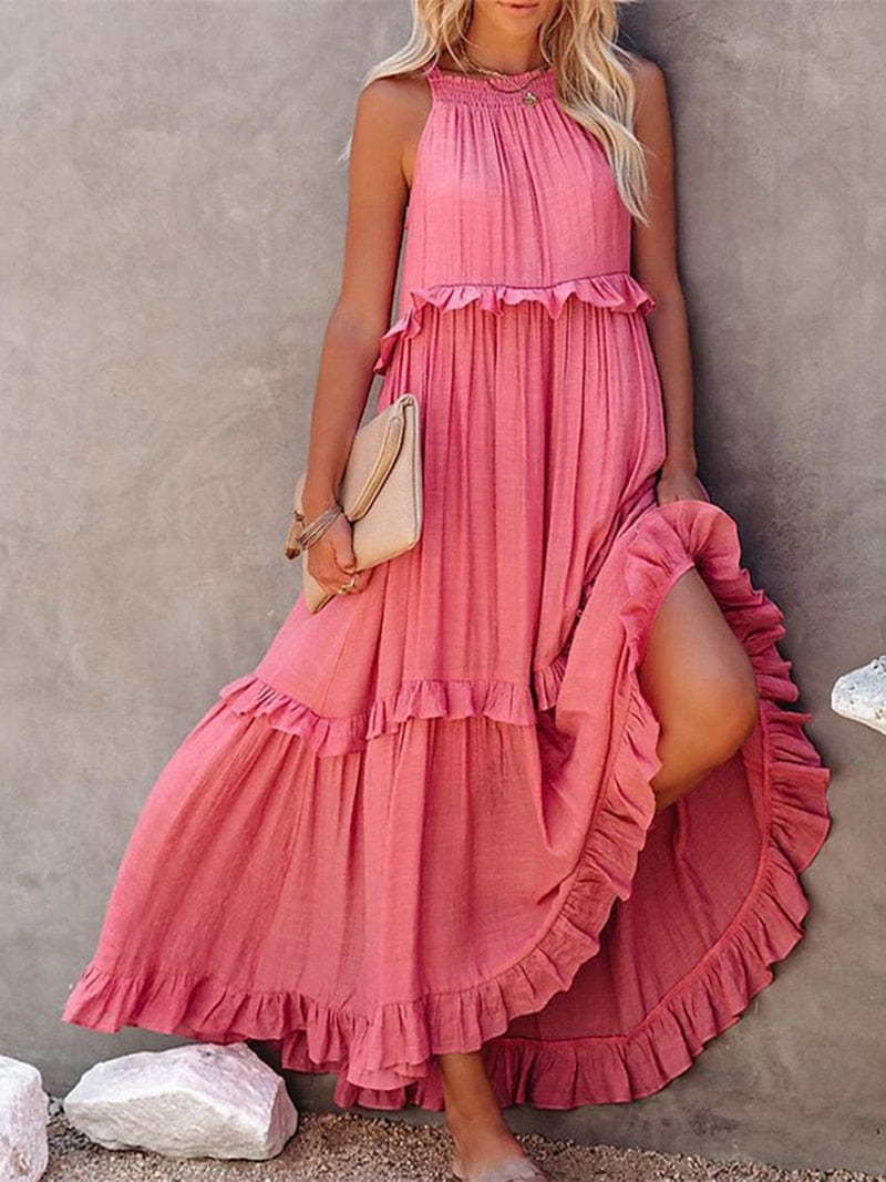 Lara | Women's Relaxed Pink Loose Maxi Dress