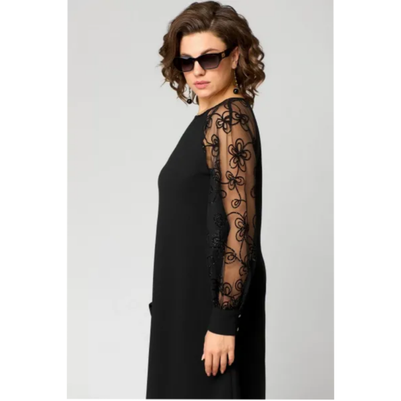 Elara | Women's Elegant Dress with Round Neck and Long Sleeve