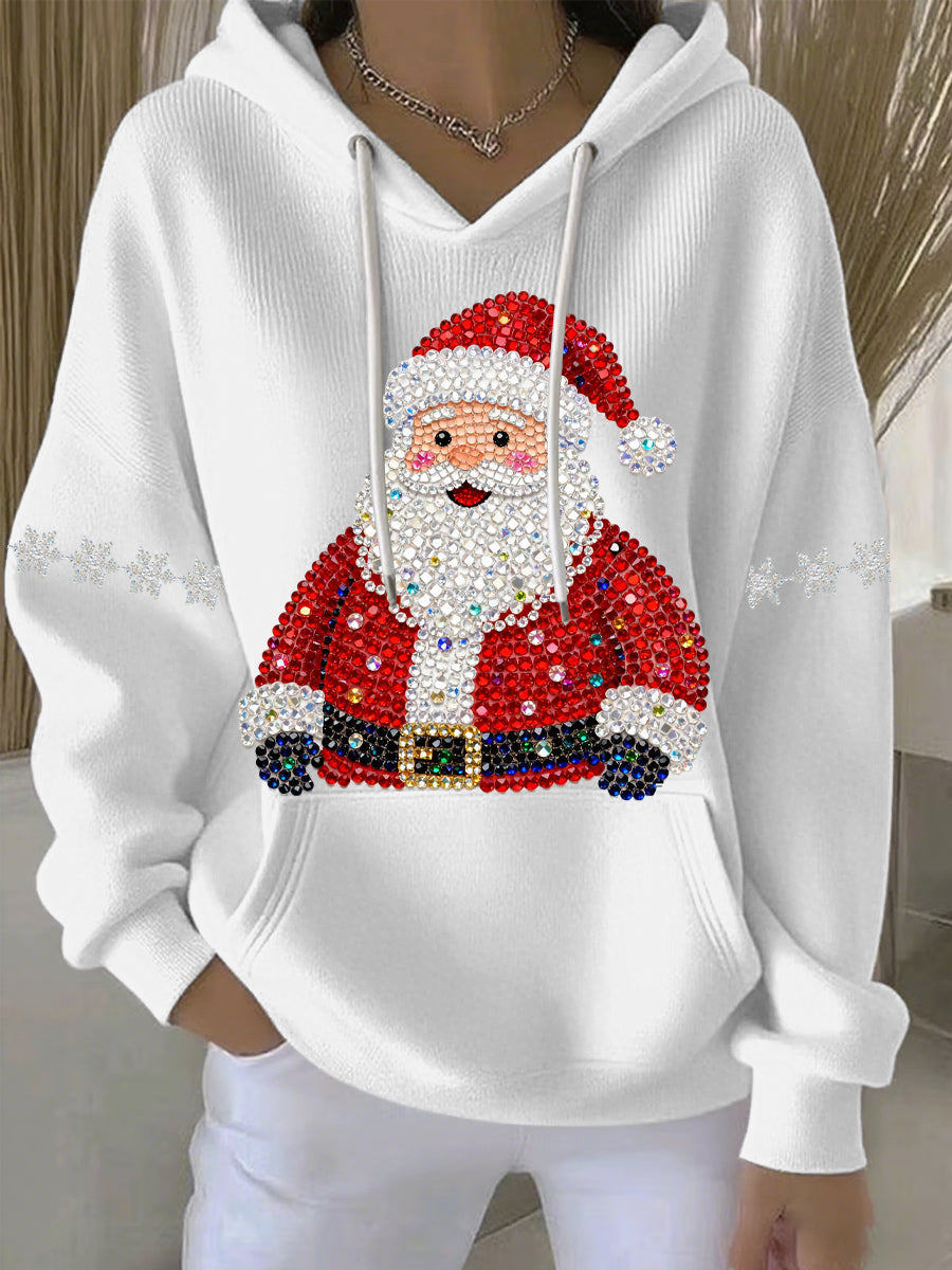 Women's Relaxed Christmas Print Casual Hoodie