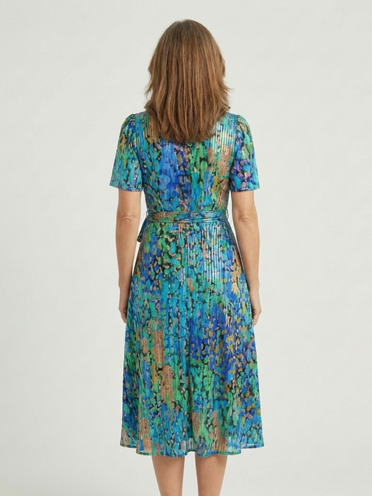 Zafrina | Women's Abstract Pattern Midi Dress