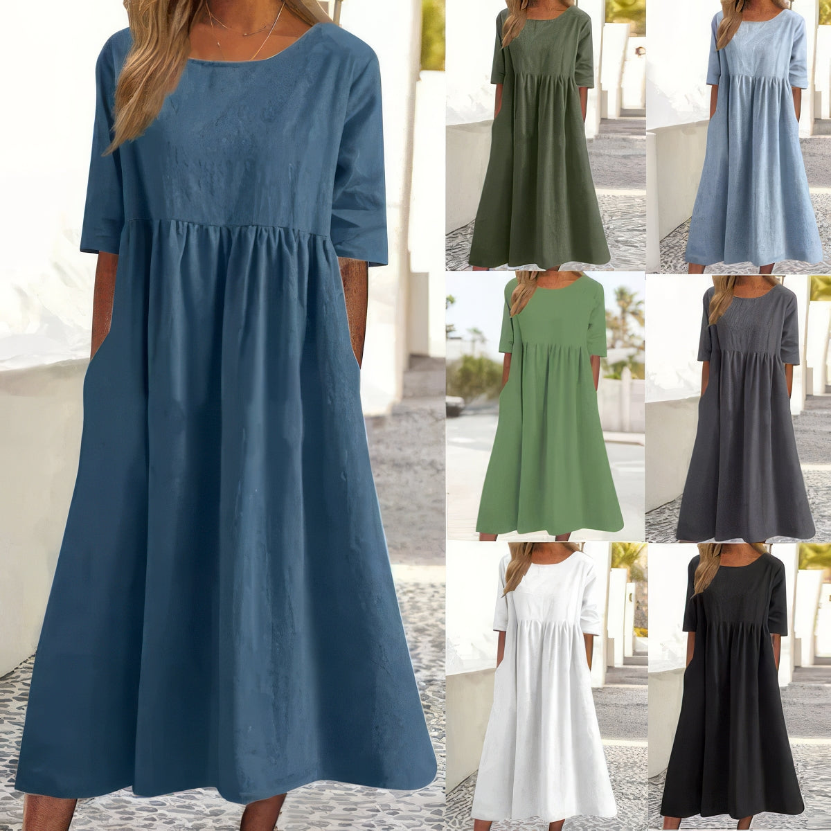 Maikee | Women's Dress with Round Neckline and Pockets