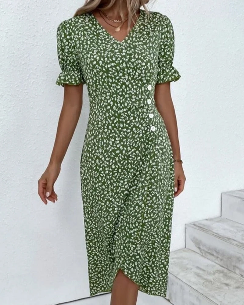 Ellaine | Women's Floral Tummy Covering Summer Midi Dress
