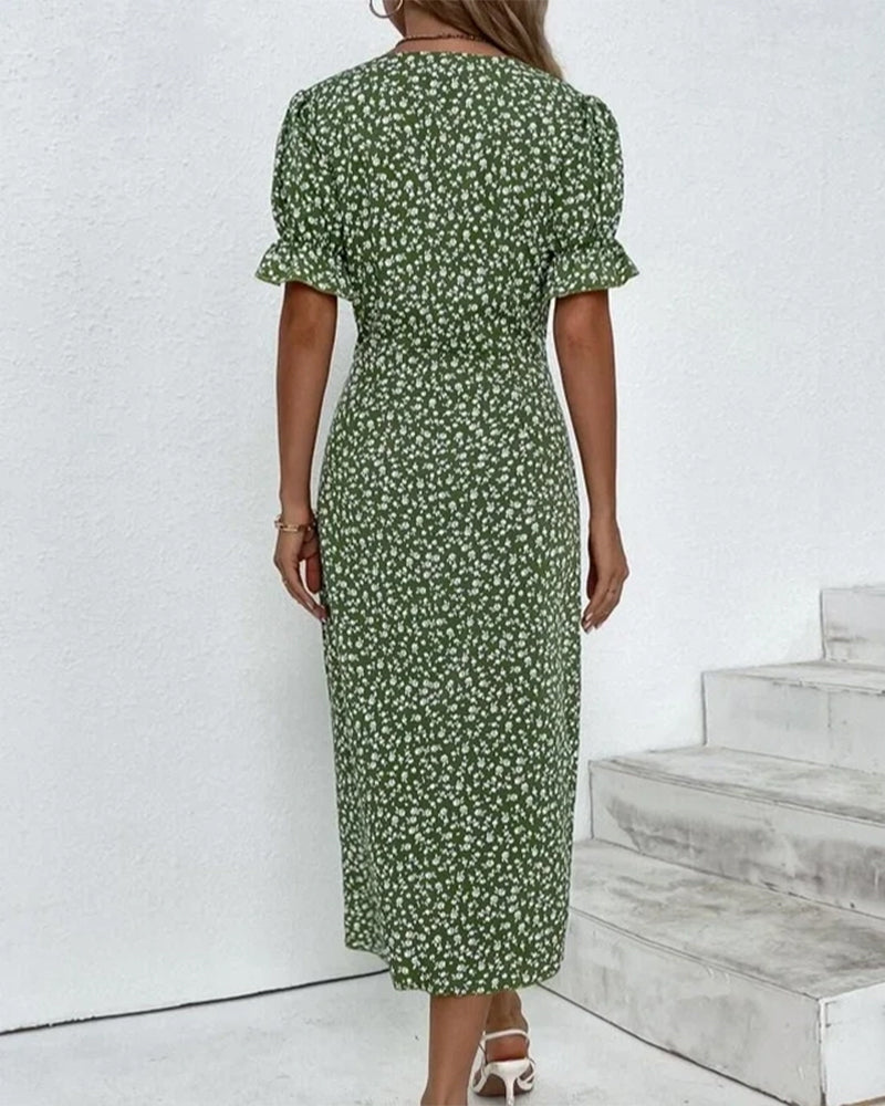 Ellaine | Women's Floral Tummy Covering Summer Midi Dress