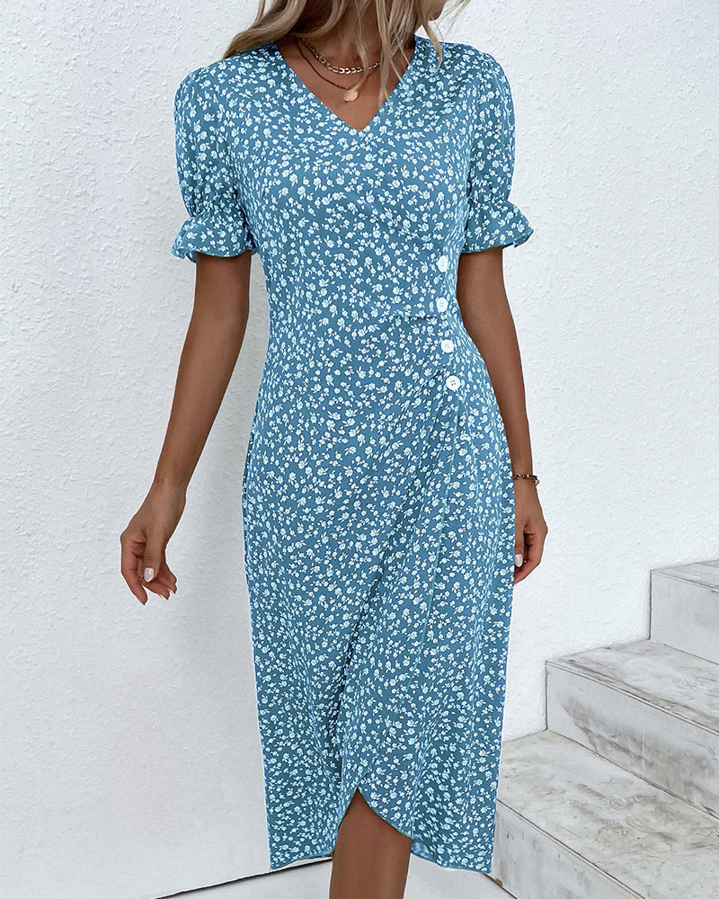 Ellaine | Women's Floral Tummy Covering Summer Midi Dress