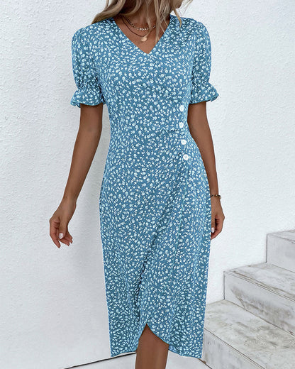 Ellaine | Women's Floral Tummy Covering Summer Midi Dress
